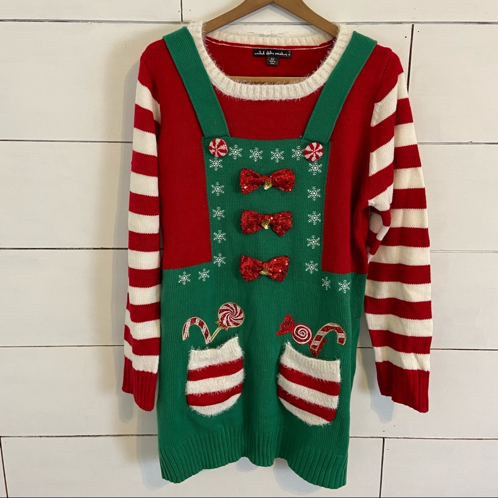 united states sweaters Red and White Holiday Sweater Tunic